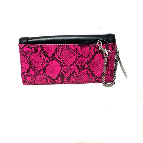 No Boundaries Hot Pink Faux Snakeskin Wristlet Clutch Wallet - Picture 2 of 6